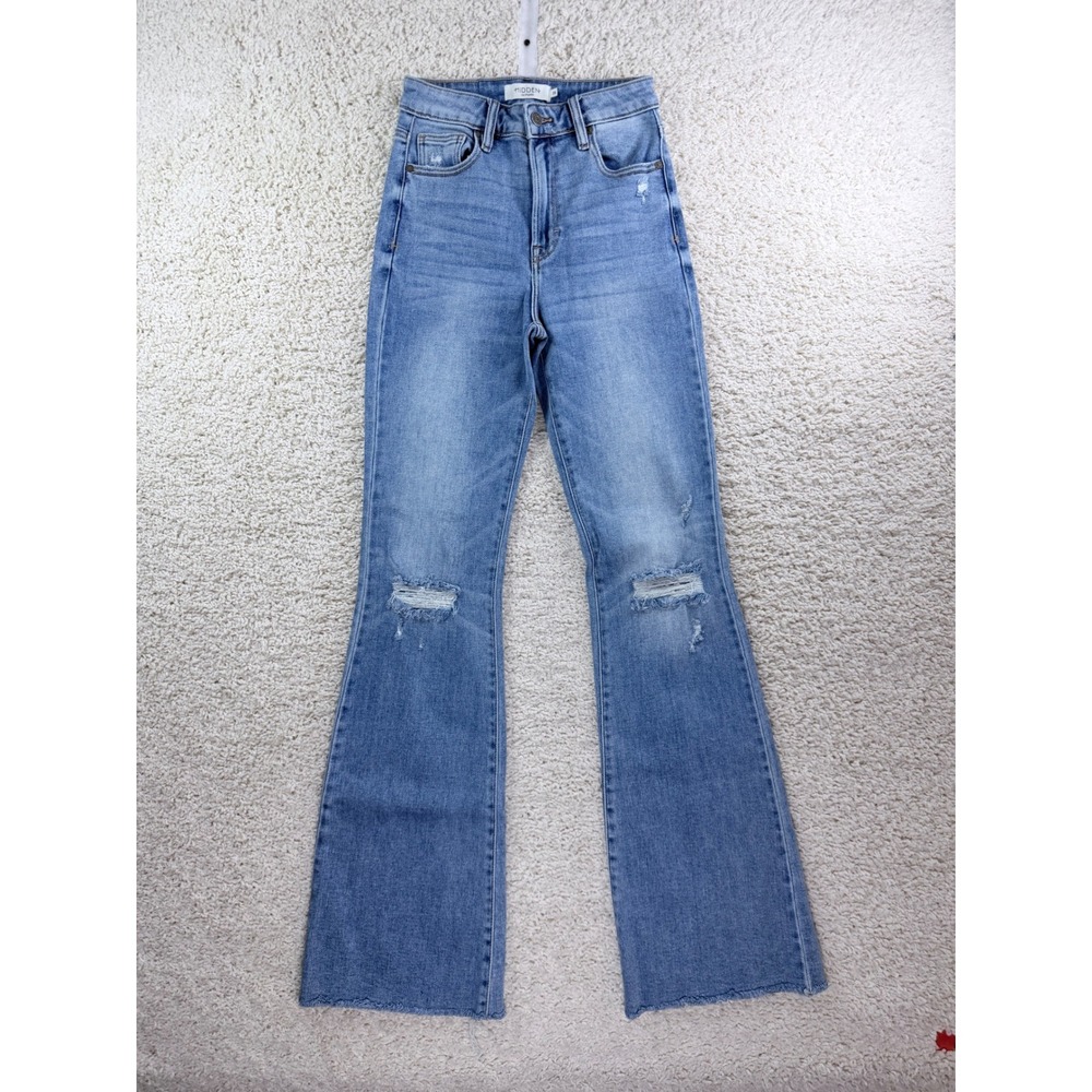 Hidden Jeans Flare Jeans Women 25 Blue Excellent Distressed High Rise Raw Hem